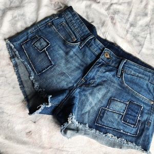 H&M, Patched, Denim, Blue Jean, Short Shorts